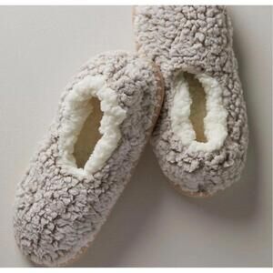 Free People So Soft Sherpa Ballerina Slipper Socks, Gray/Ivory, Size S/M 5-7